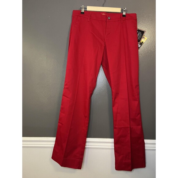 Dickies Girl Pants Womens 13 Red Bull Pant Mid Rise Boot Cut 33 Inseam NHH1011 - Picture 2 of 9
